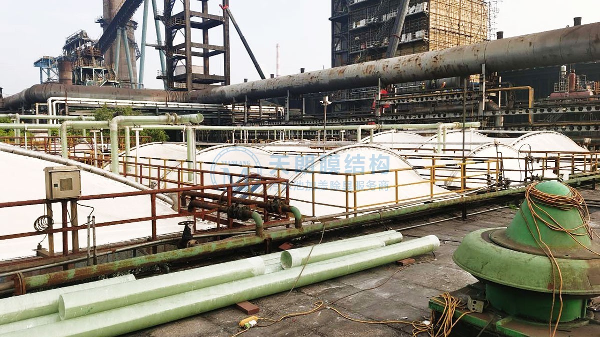 淄博鑫泰石化二沉池反吊膜封閉加蓋工程 淄博鑫泰石化二沉池反吊膜封閉加蓋工程